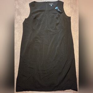Evan Picone Black Label Wms‎ 24W Solid Black Straight Sleeveless Dress Lined NWT